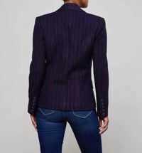 L'Agence Kenzie Pinstriped Blazer in midnight red pinstripe - women's jacket - view 8