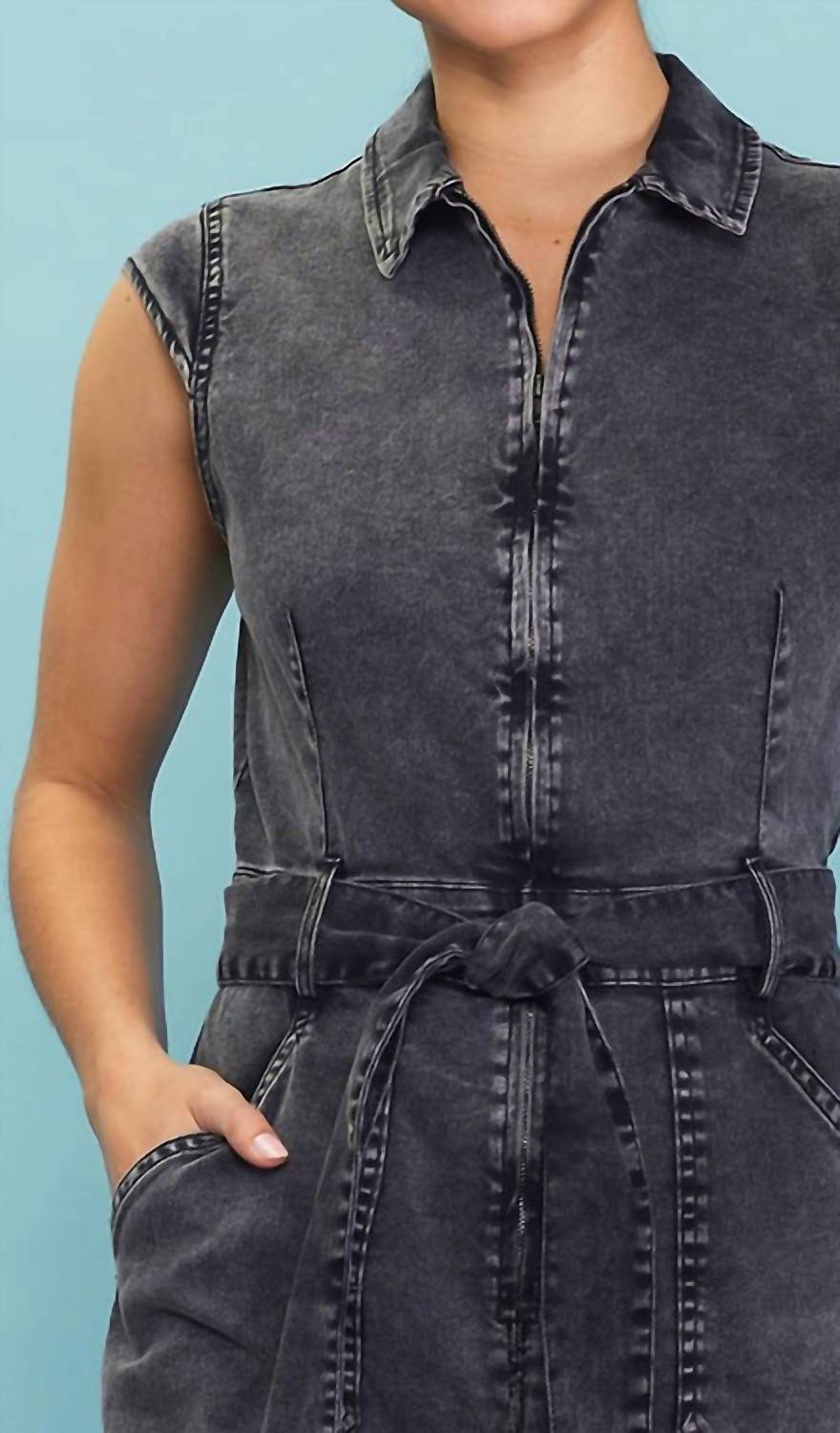 Skies Are Blue - Cap Sleeve Jumpsuit - Plus