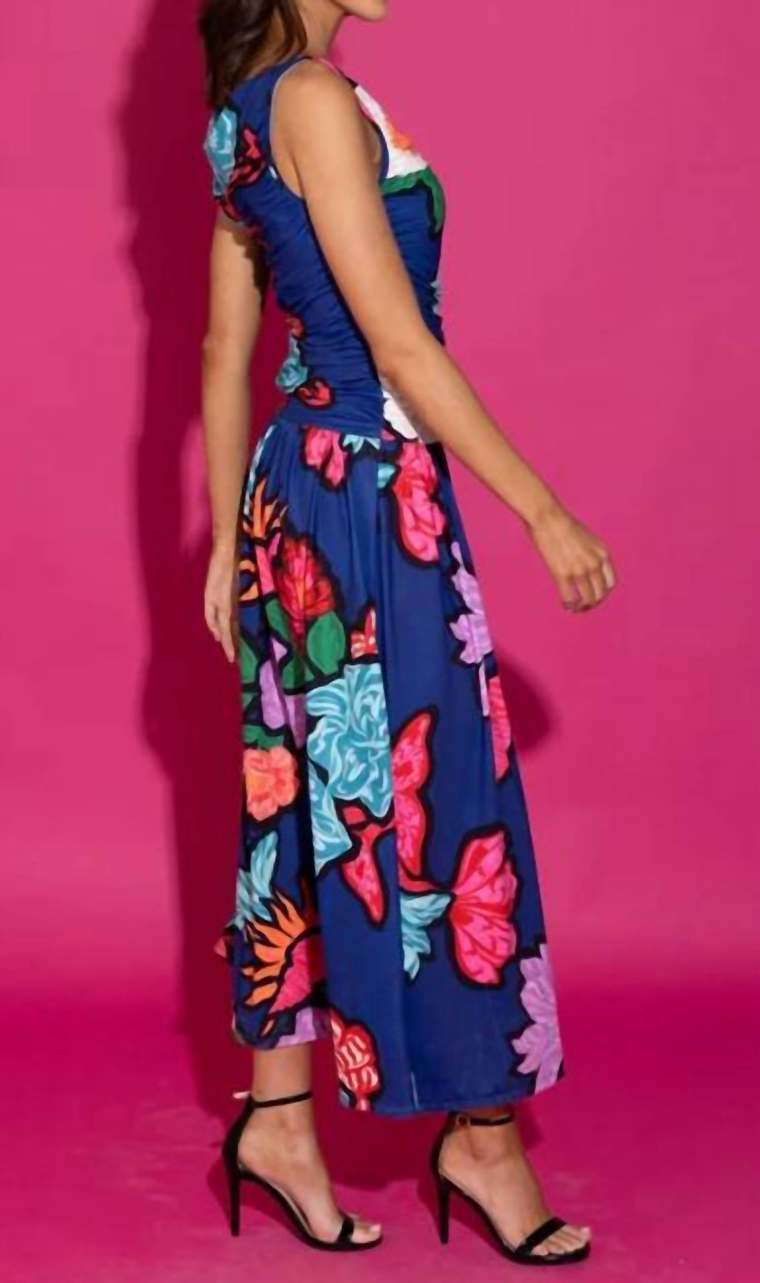 Alden Adair Quincy Dress in navy floral - women's dress - alternate view