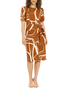 London Times - Short Sleeve Side Tie Dress - PETITE