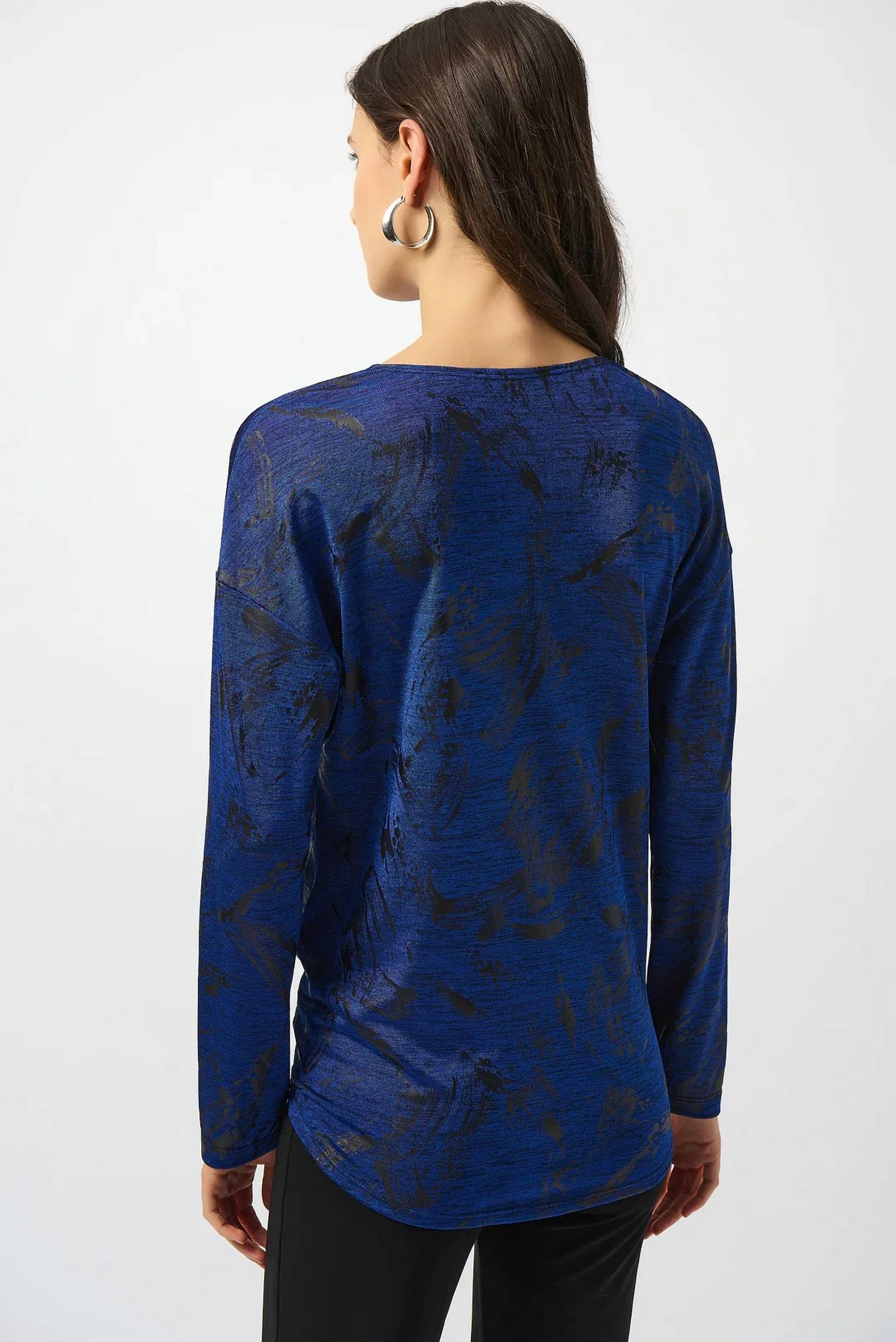 Joseph Ribkoff - Abstract Print Scoop Neck Long Sleeves Top