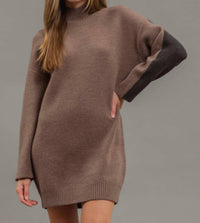 Blu Pepper - Mock Neck Colorblock Sweater Dress
