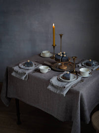 Linenme - Choco Chevron Linen Tablecloth