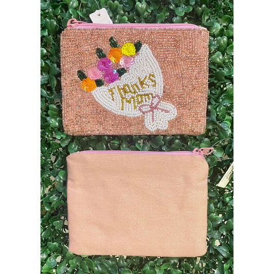 Bosuk - Women's Thanks Mom Beaded Coin Purse