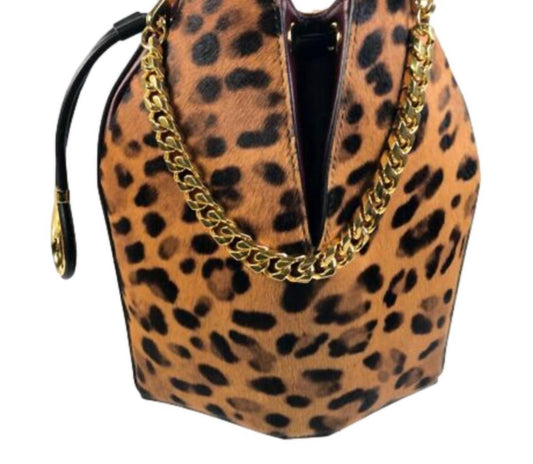 Alexander Mcqueen - Women's Leopard Print Pony Hair Bucket Bag