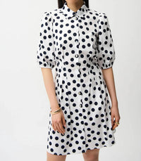 Joseph Ribkoff - Polka Dot Puff Sleeves Shirt Dress