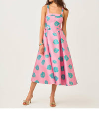 Lilly Pulitzer Rissy Midi Dress in conch shell pink jungle flower brocade - women's dress