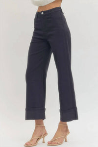 Entro - Solid Mid-rise Ankle Length Pants