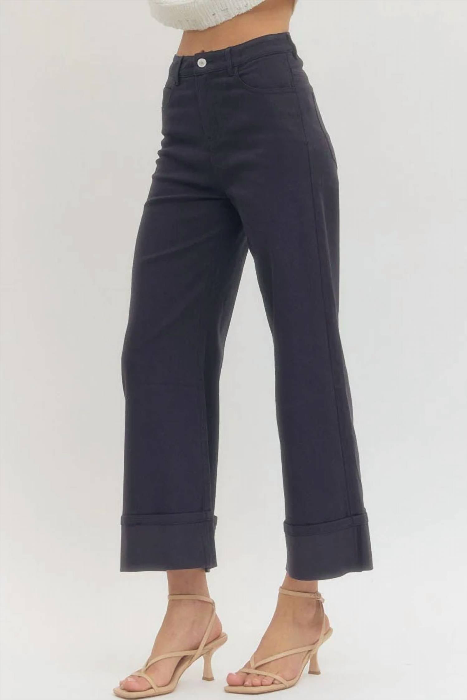 Entro - Solid Mid-rise Ankle Length Pants