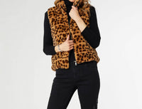COCO + CARMEN Ronan Faux Fur Vest in cheetah - women's jacket