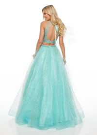 Rachel Allan - Embroidered Two-piece Sequin Tulle Prom Gown