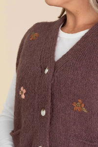 Wishlist - Brushed Floral Embroidered Vest