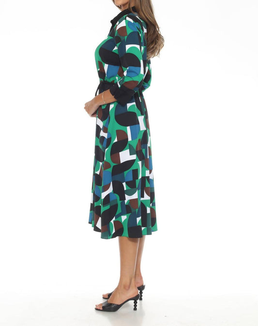 Joseph Ribkoff - Geometric Print Midi Shirt Dress
