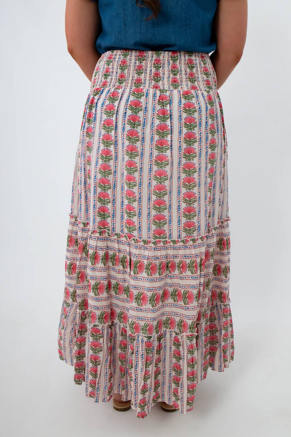 Thml - Carnation Smocked Waist Midi Skirt