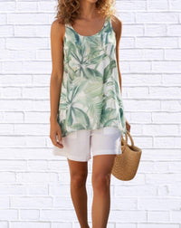 Calypso - Tropical Leaf Print Tank Top