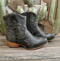 Pierre Dumas Women's The West Ankle Bootie in black - women's shoe - detail view