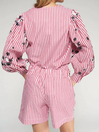 Vilagallo - Striped Flower And Sequin Shorts