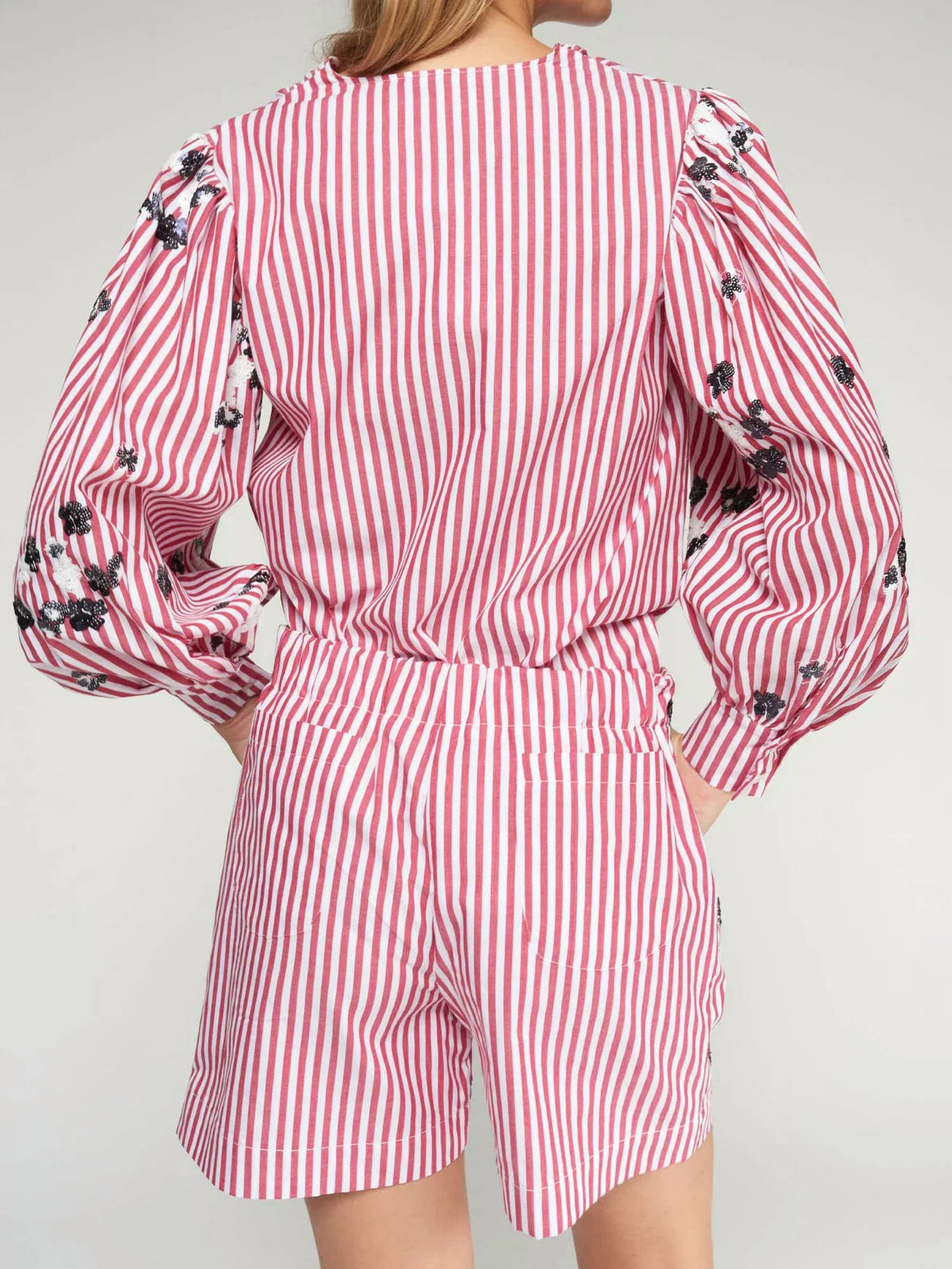 Vilagallo - Striped Flower And Sequin Shorts