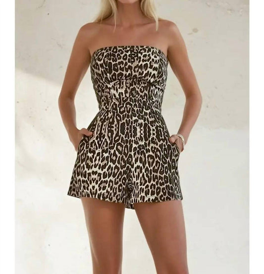 Wisteria Lane - Leopard Print Sleeveless Denim Romper