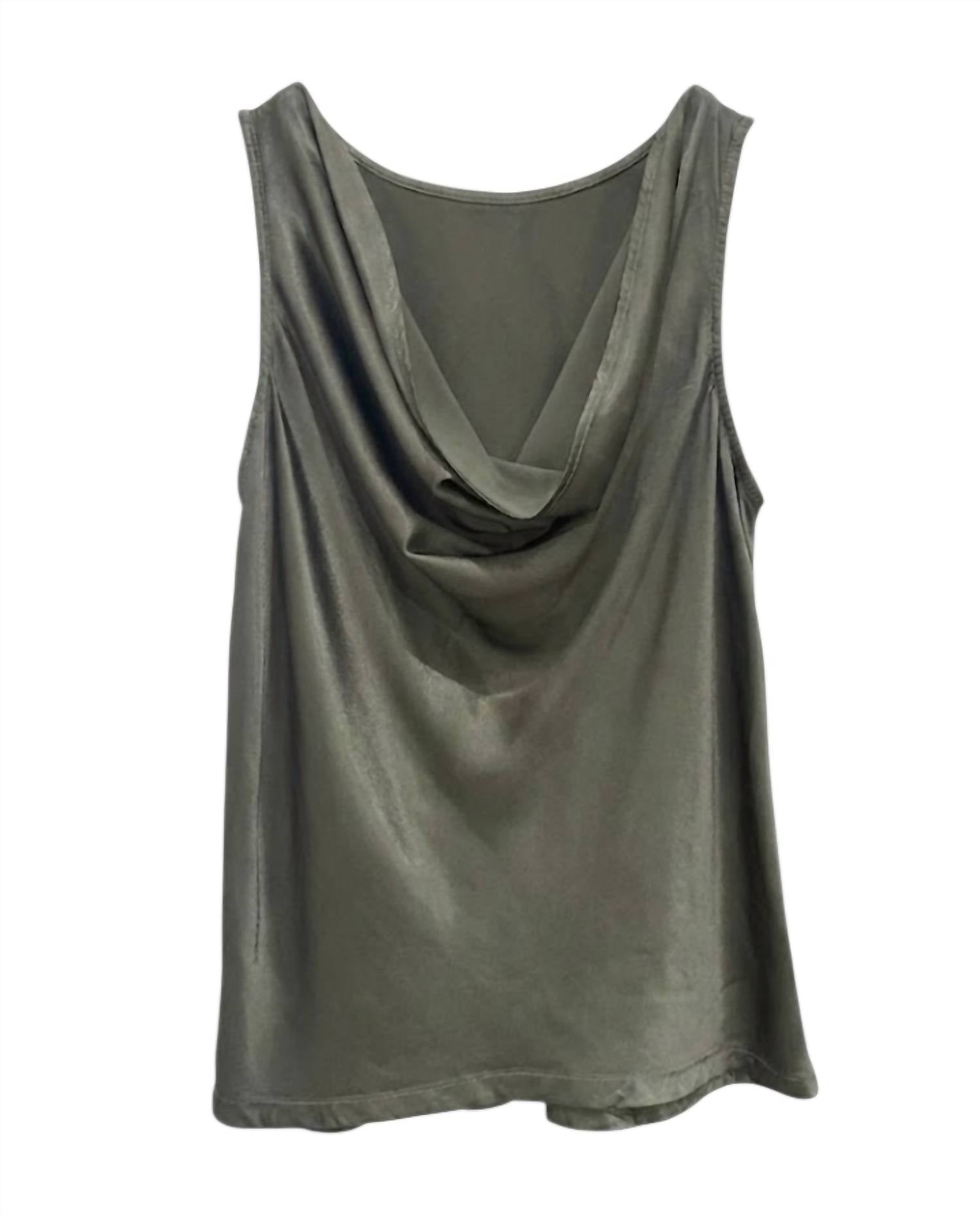 LAmade Women's Charlotte Satin Tank Top in olive - women's tank top