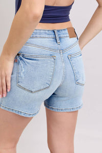 Judy Blue Mid Rise Dad Shorts in vintage wash - women's shorts - view 12