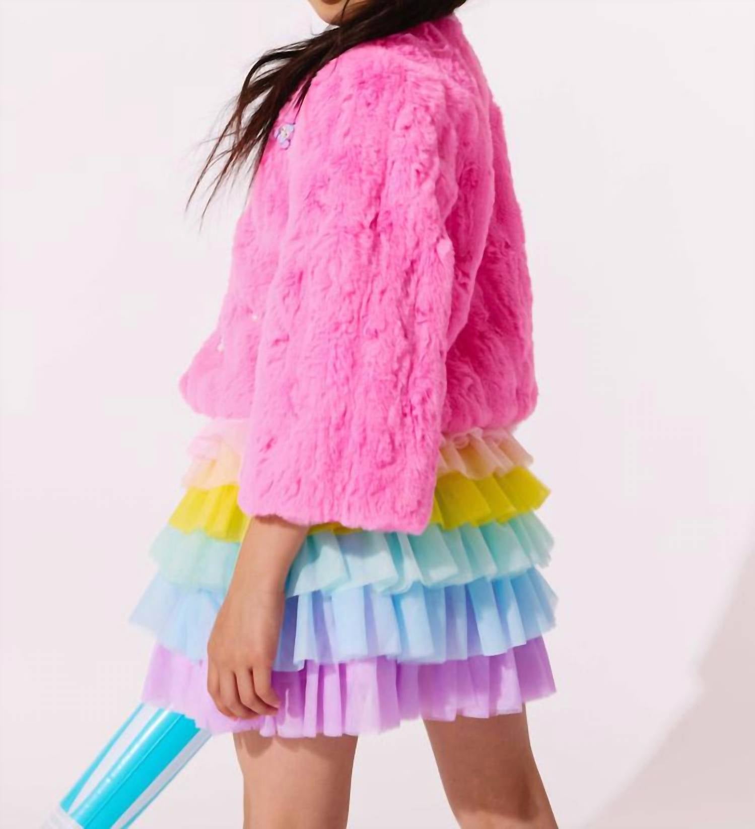 Lola + The Boys Kid's Cutie Charms Faux Fur in pink - item - detail view