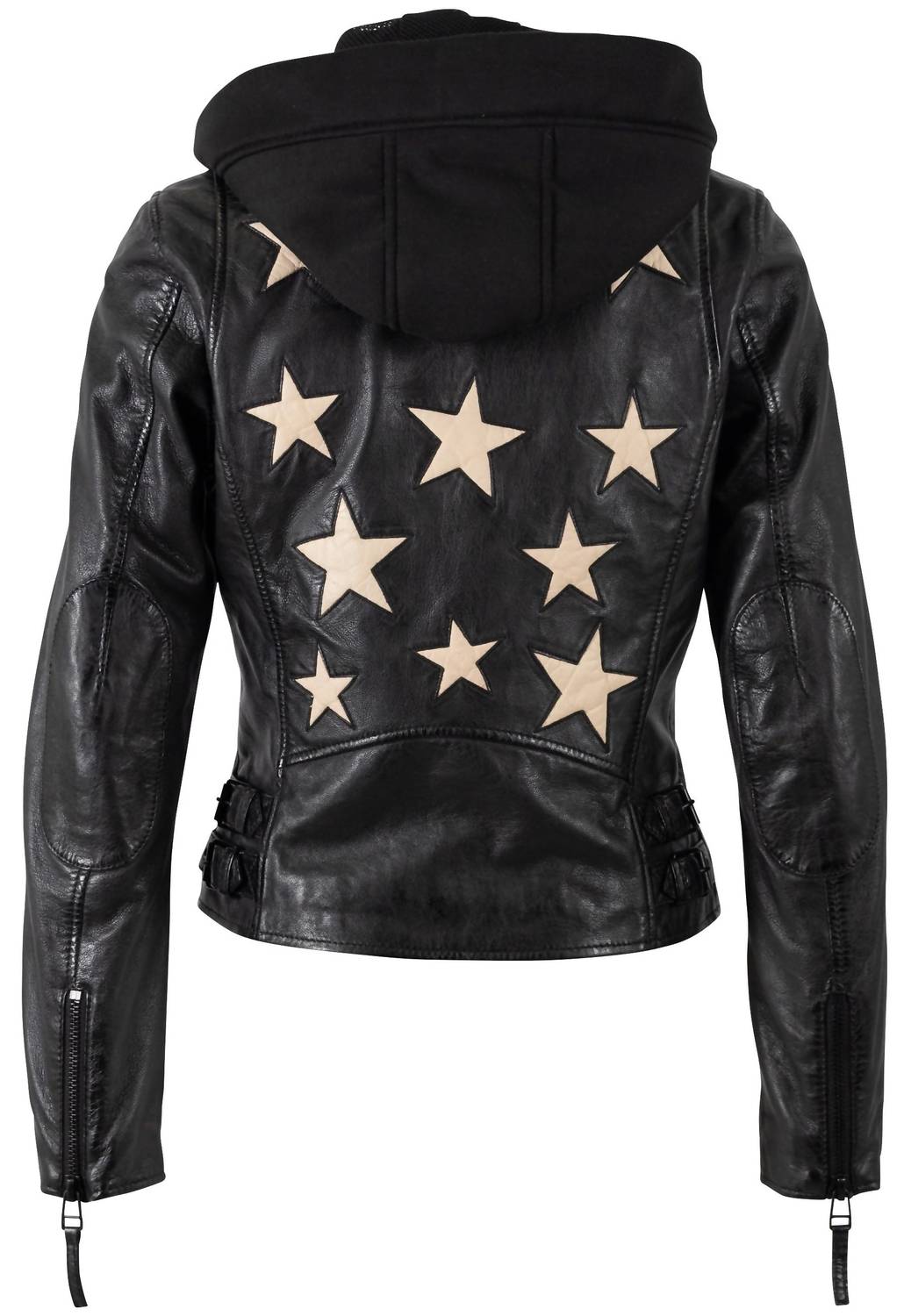 Mauritius - Christyn Removable Hood Star Detail Leather Jacket