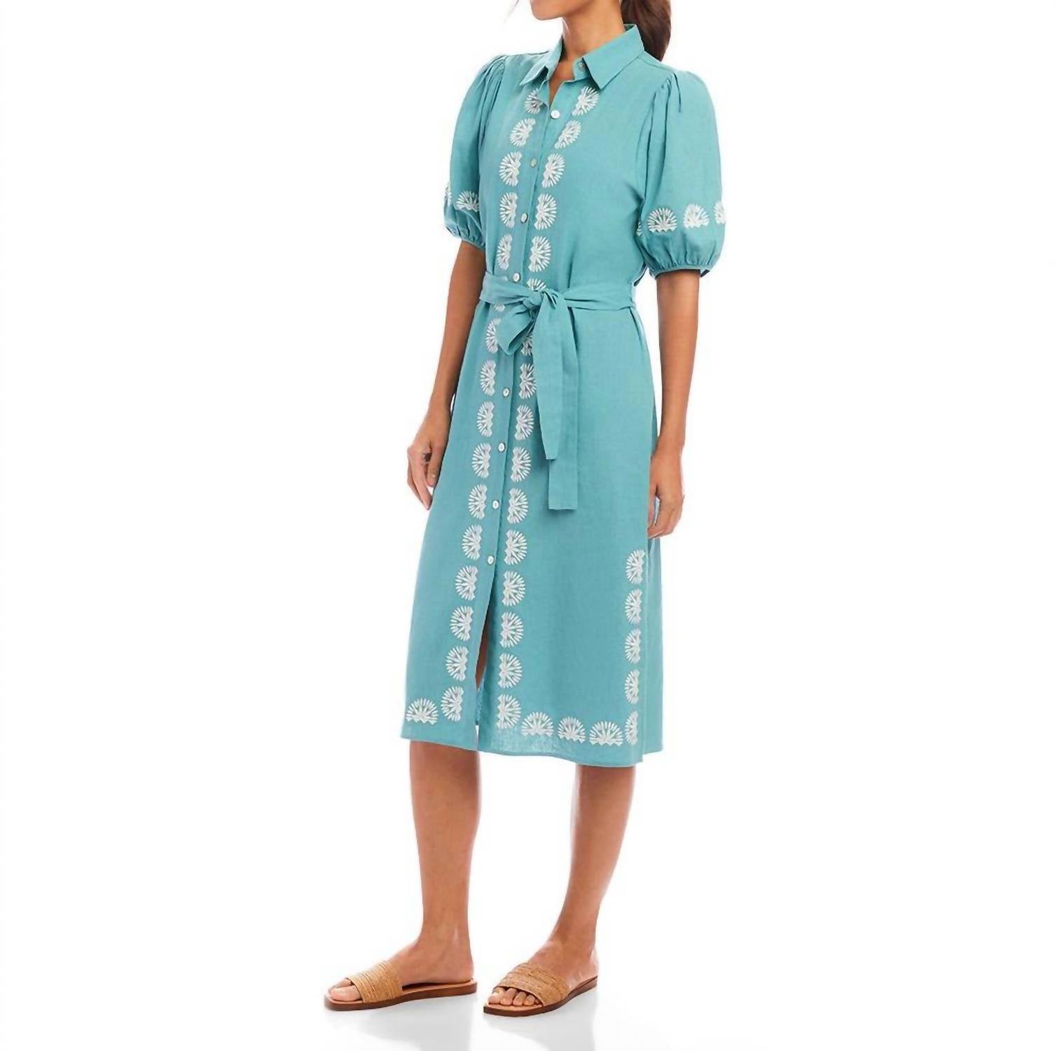 Karen Kane - Women's Puff Sleeve Embroidered Shirtdress