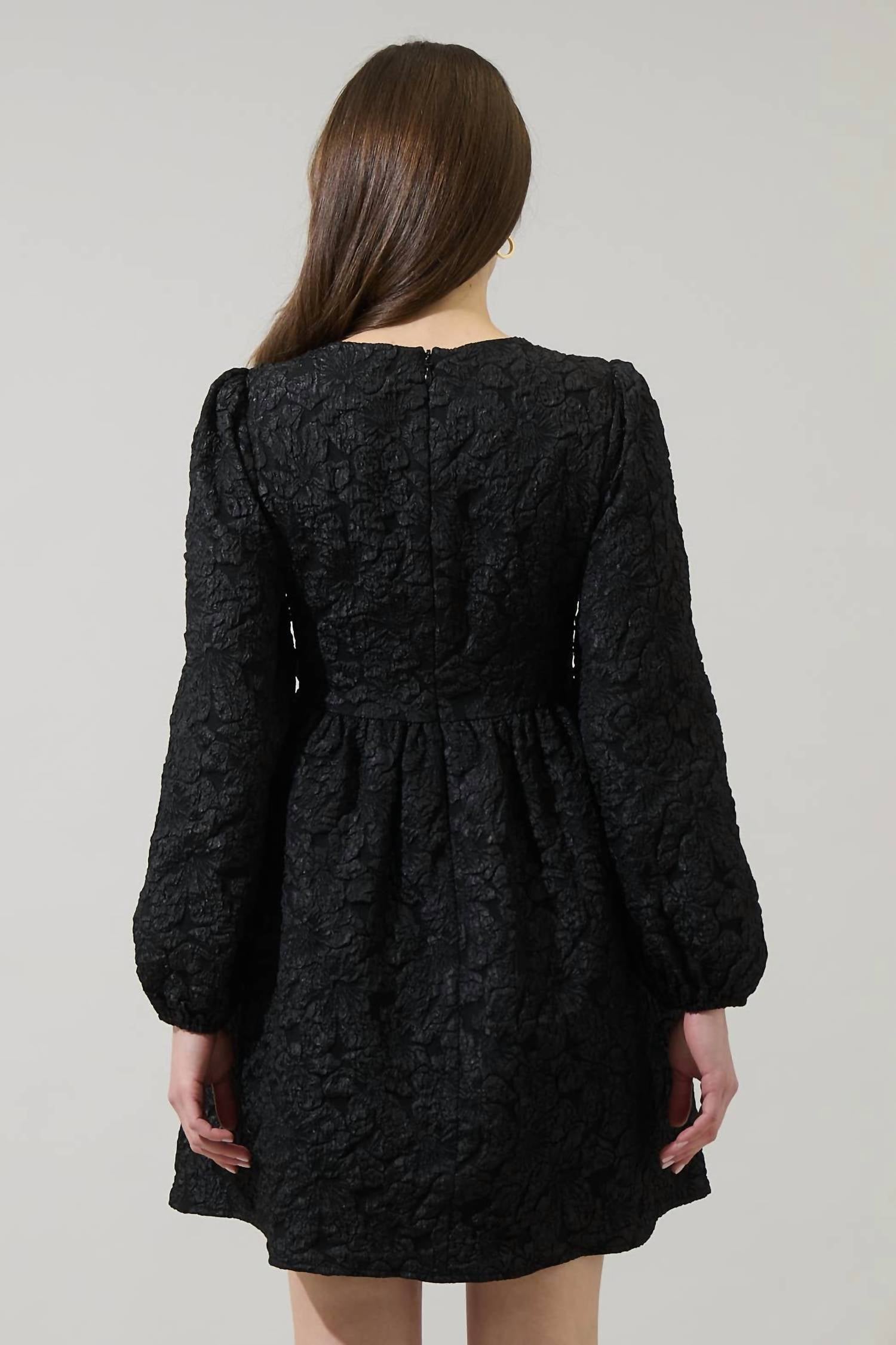 Sugarlips - Arielle Jacquard Glow Bow Velvet Mini Dress
