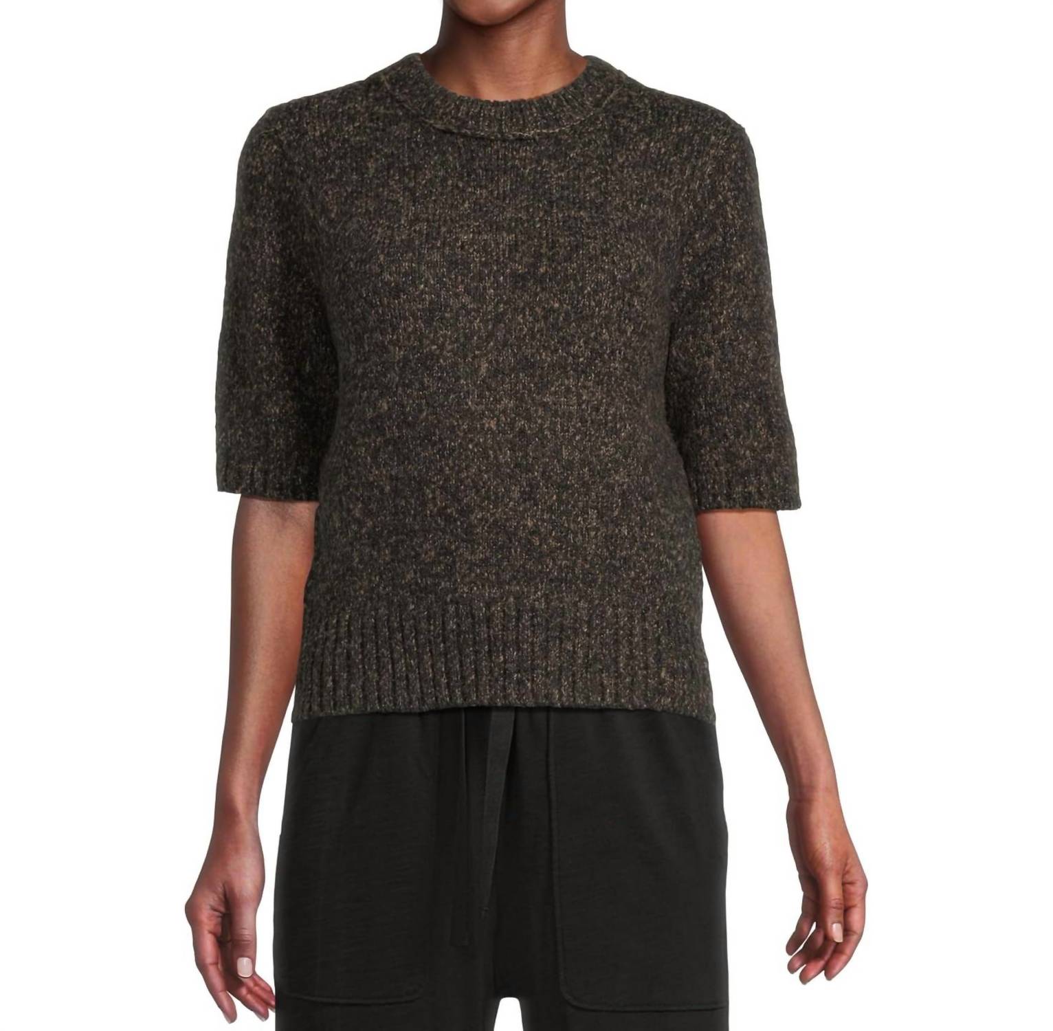 Lilla P Marled Short Sleeve Top in black marl - women's t-shirt