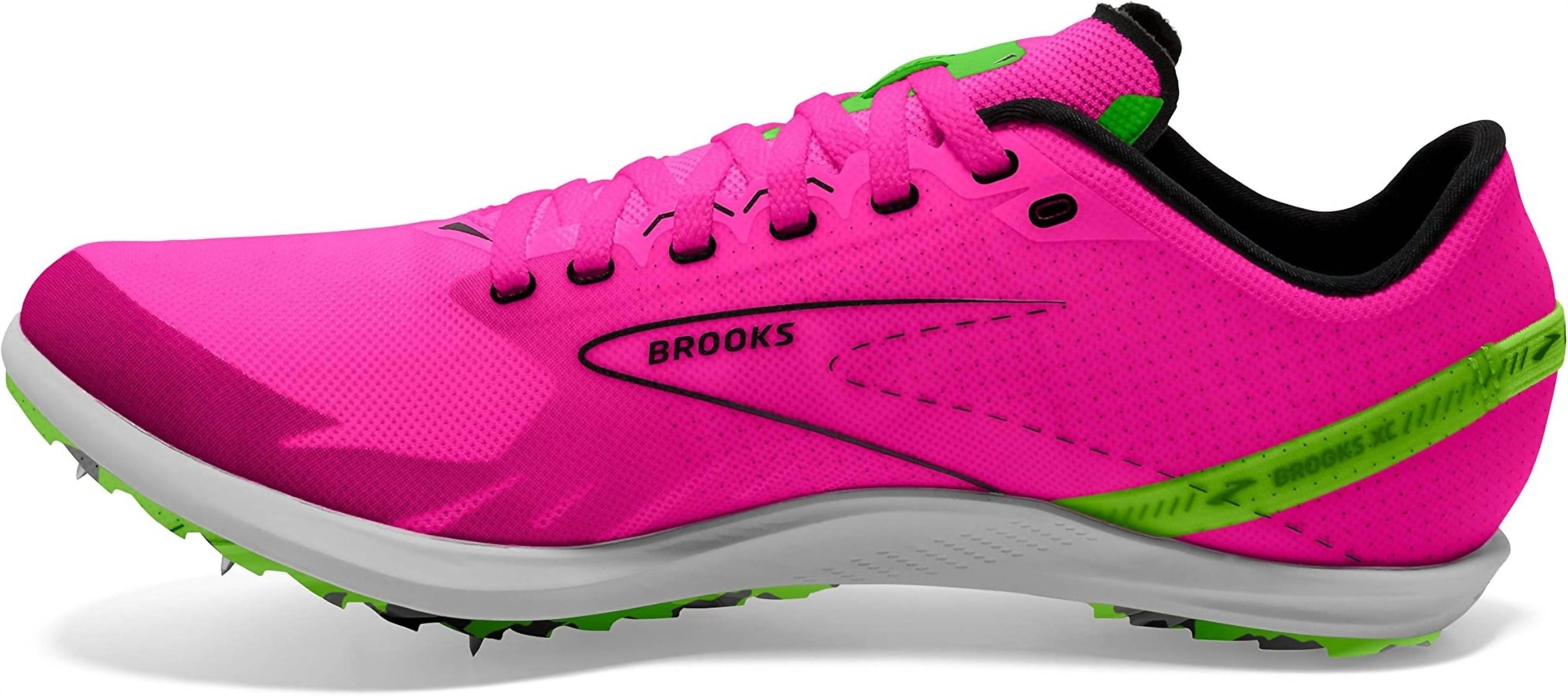 BROOKS Women's Draft Xc Spike in pink glow green black - women's shoe - alternate view