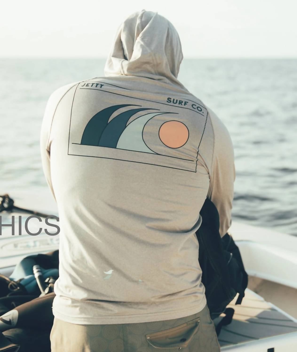 Jetty Men's Mahi Uv Tech Hoodie in grey - men's shirt - detail view