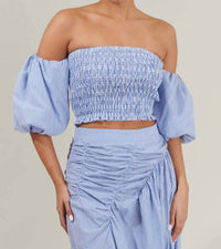 Sugarlips - Sammy Striped Elvie Smocked Cropped Top