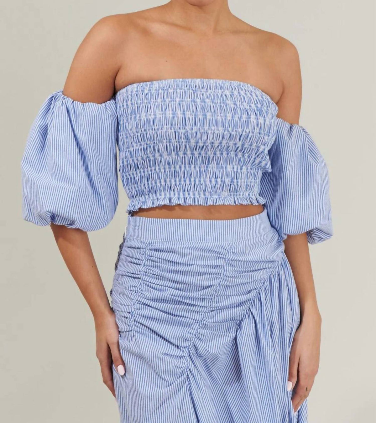 Sugarlips - Sammy Striped Elvie Smocked Cropped Top