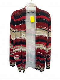 Cheryl Nash Women Brushstroke Pattern Cardigan in red black beige cream - women's cardigan