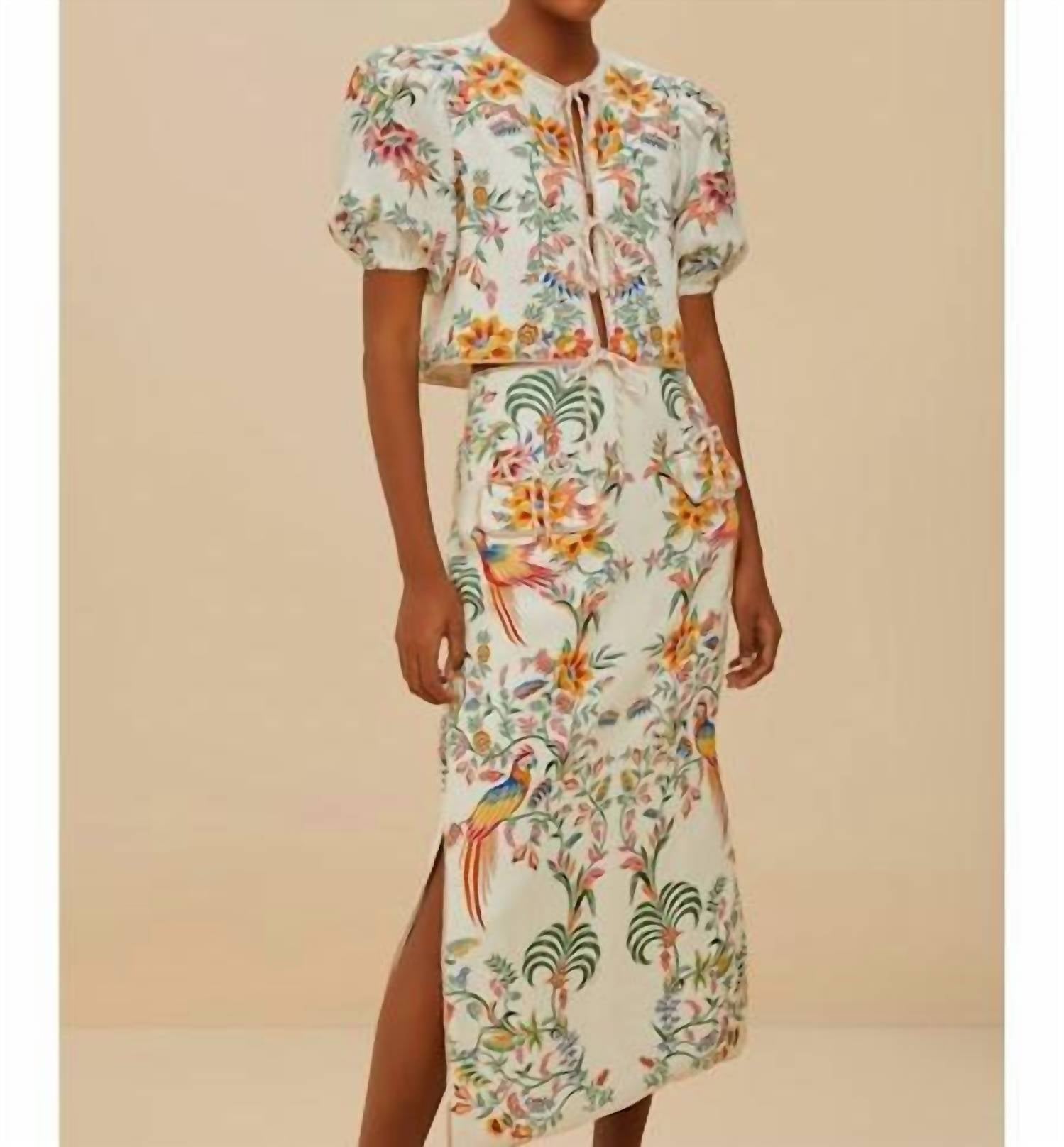 Farm Rio - Delicate Forest Midi Skirt