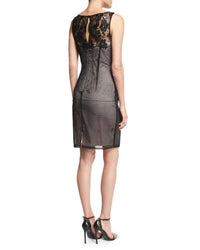 Aidan Mattox - Sleeveless Illusion Neck Lace Dress