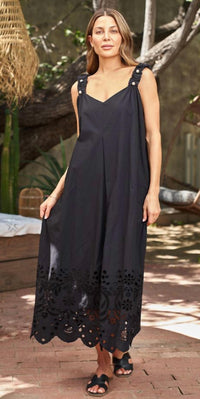 Paparazzi - Pearl Strap Eyelet Maxi Dress