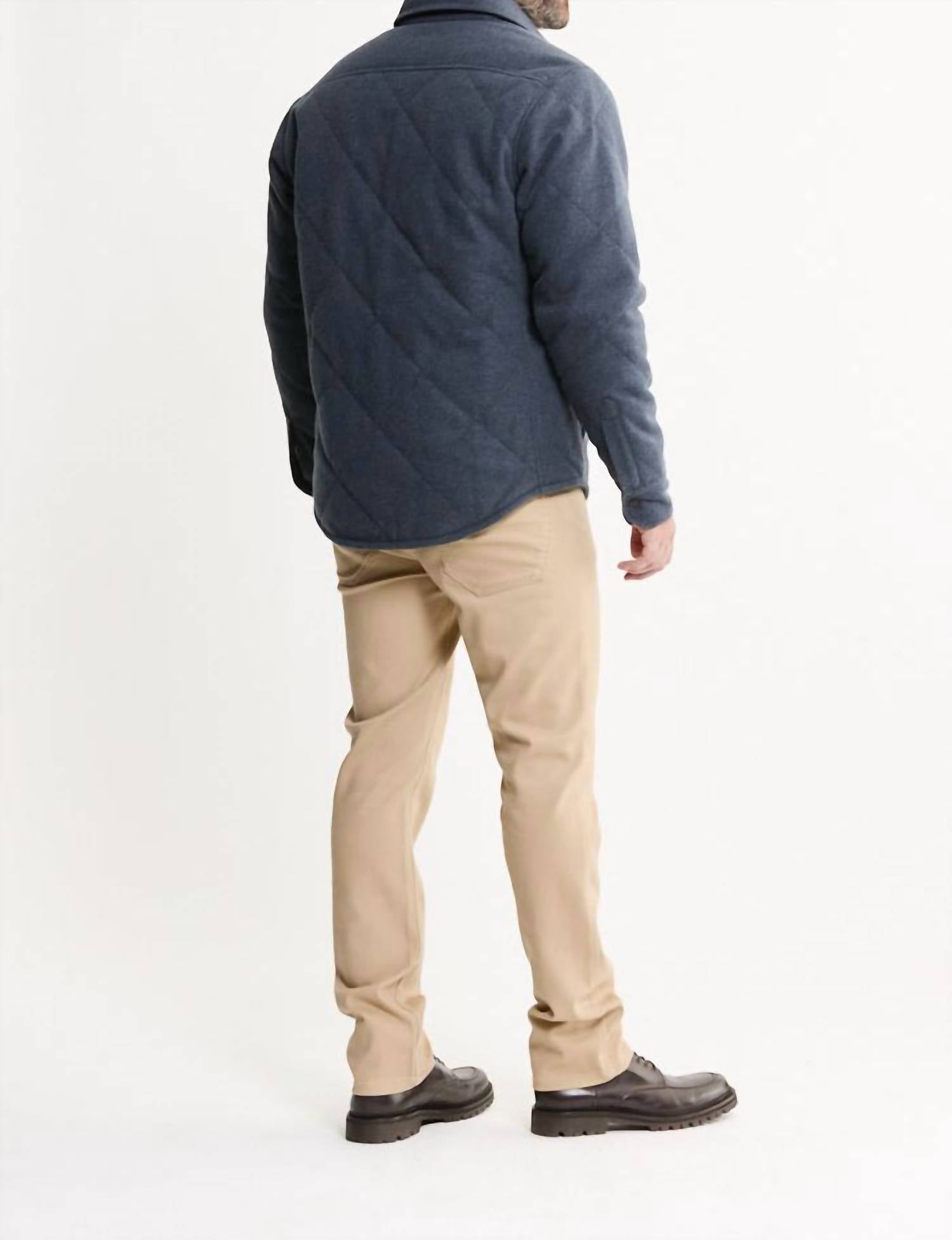 JACHS NEW YORK Quilted Brushed Knit Shirt Jacket in navy - men's jacket - view 5