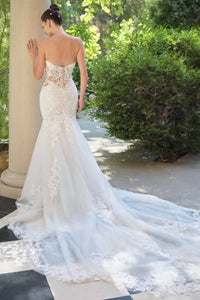 Ladivine Lauren Mermaid Wedding Gown in white - women's dress - detail view
