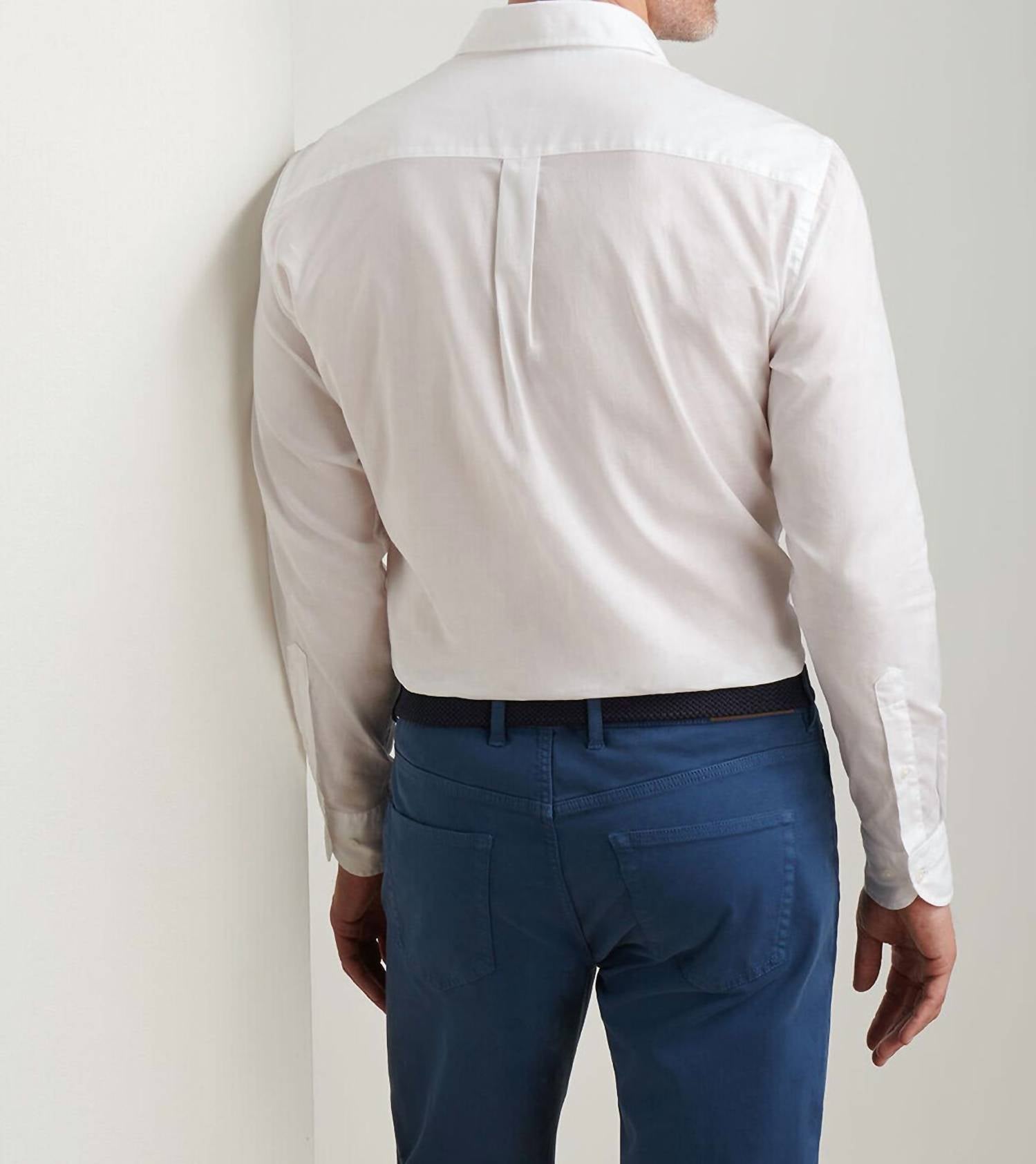 PETER MILLAR Highlands Soft Twill Cotton Shirt in white - men's shirt - detail view