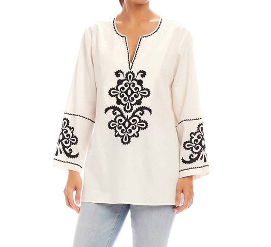 Karen Kane - Three-quarter Sleeve Embroidered Tunic
