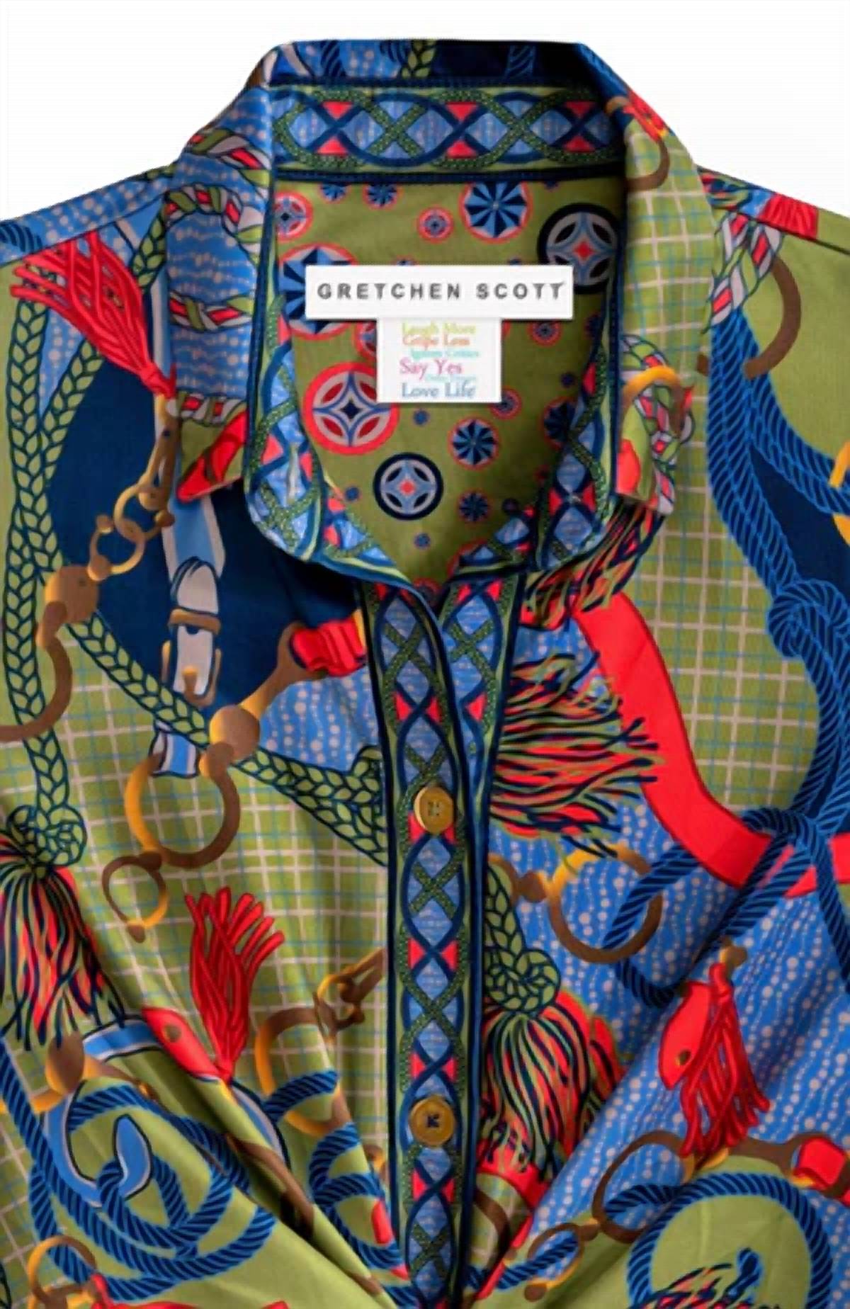 GRETCHEN SCOTT Twist & Shout Ditto Print Dress in olive navy periwinkle orange - women's dress - view 4