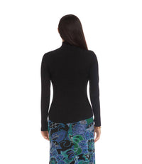 Karen Kane Ribbed Turtleneck Sweater in black - women's sweater - detail view