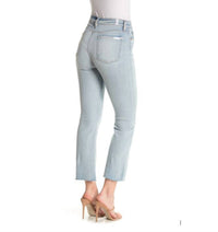7 For All Mankind - High Rise Light Wash Kick Flare Raw Hem Jeans