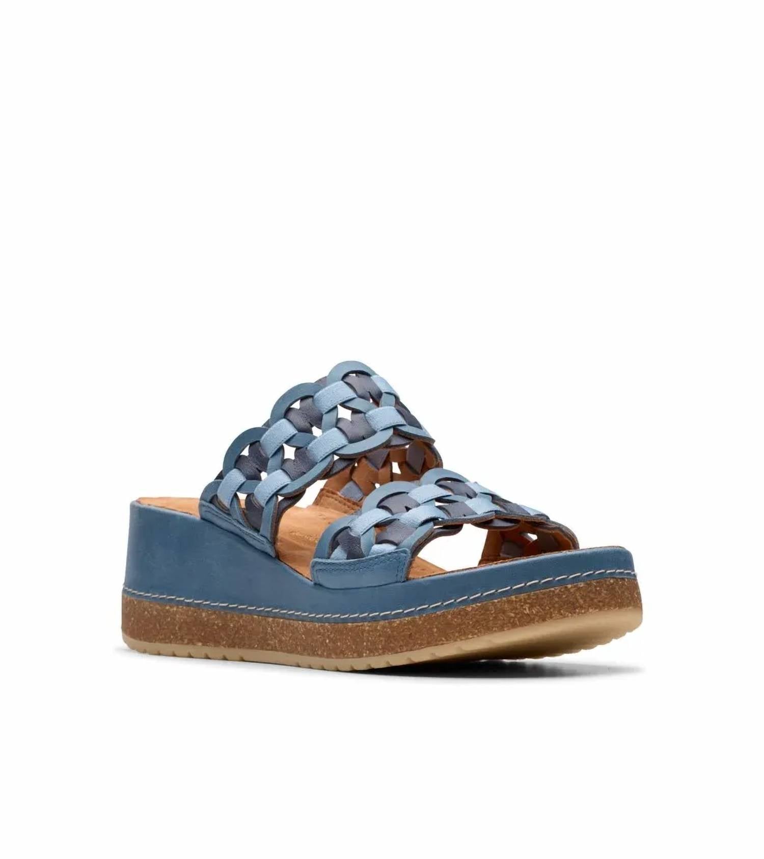Clarks Women's Kassandra Mule Sandal in blue combi - women's sandal