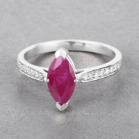 Diana M Jewels Women's Marquise Natural Ruby Fashion Ring (1.51 Ct) - Classic in 14k white gold - women's jewelry - detail view