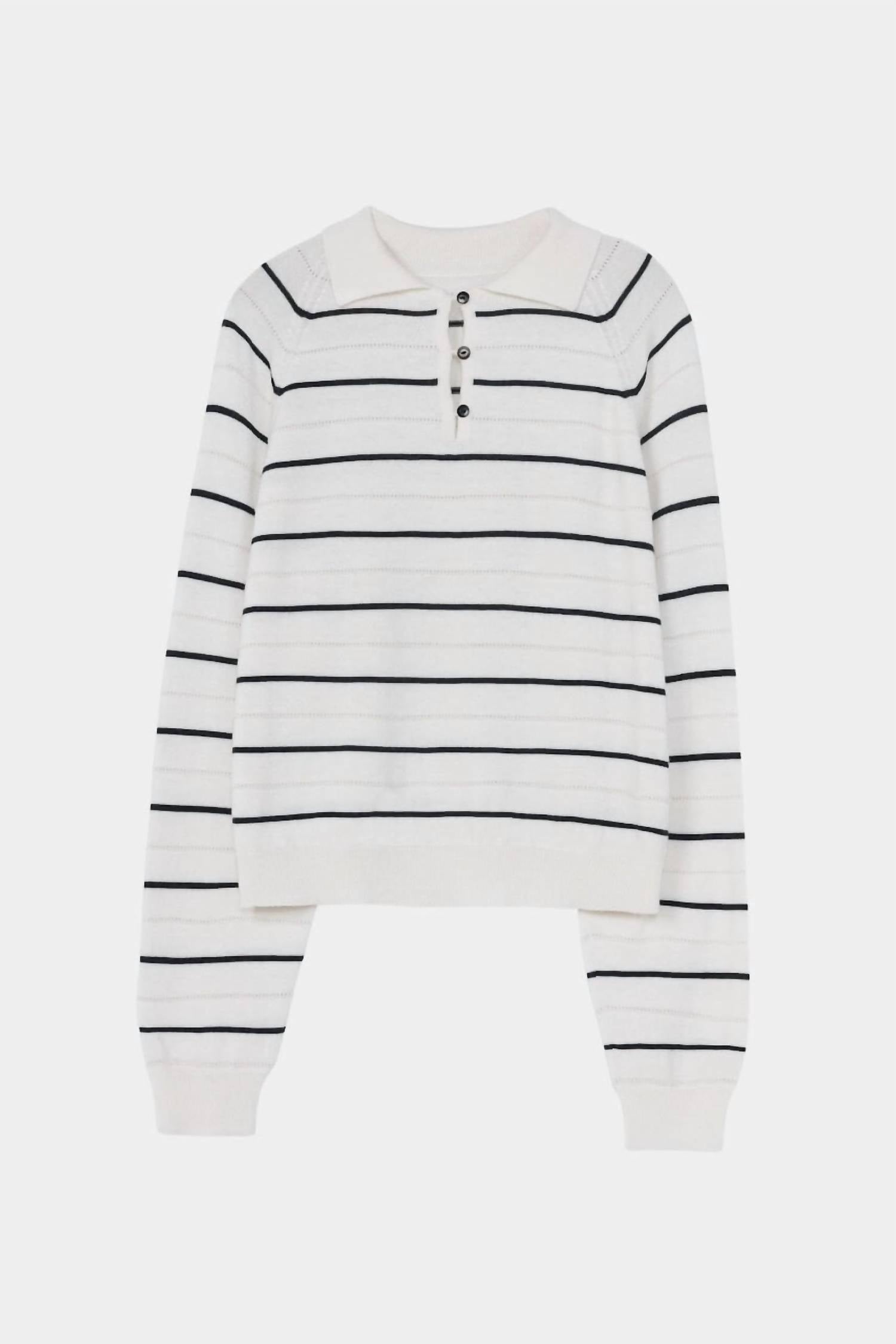 Cordera - Merino Wool Striped Polo Top
