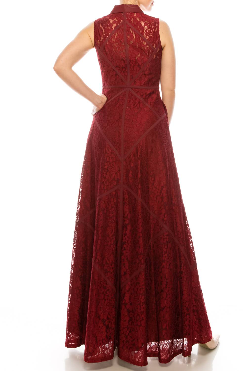 Aidan Mattox - Sleeveless Piping Detail A-line Dress