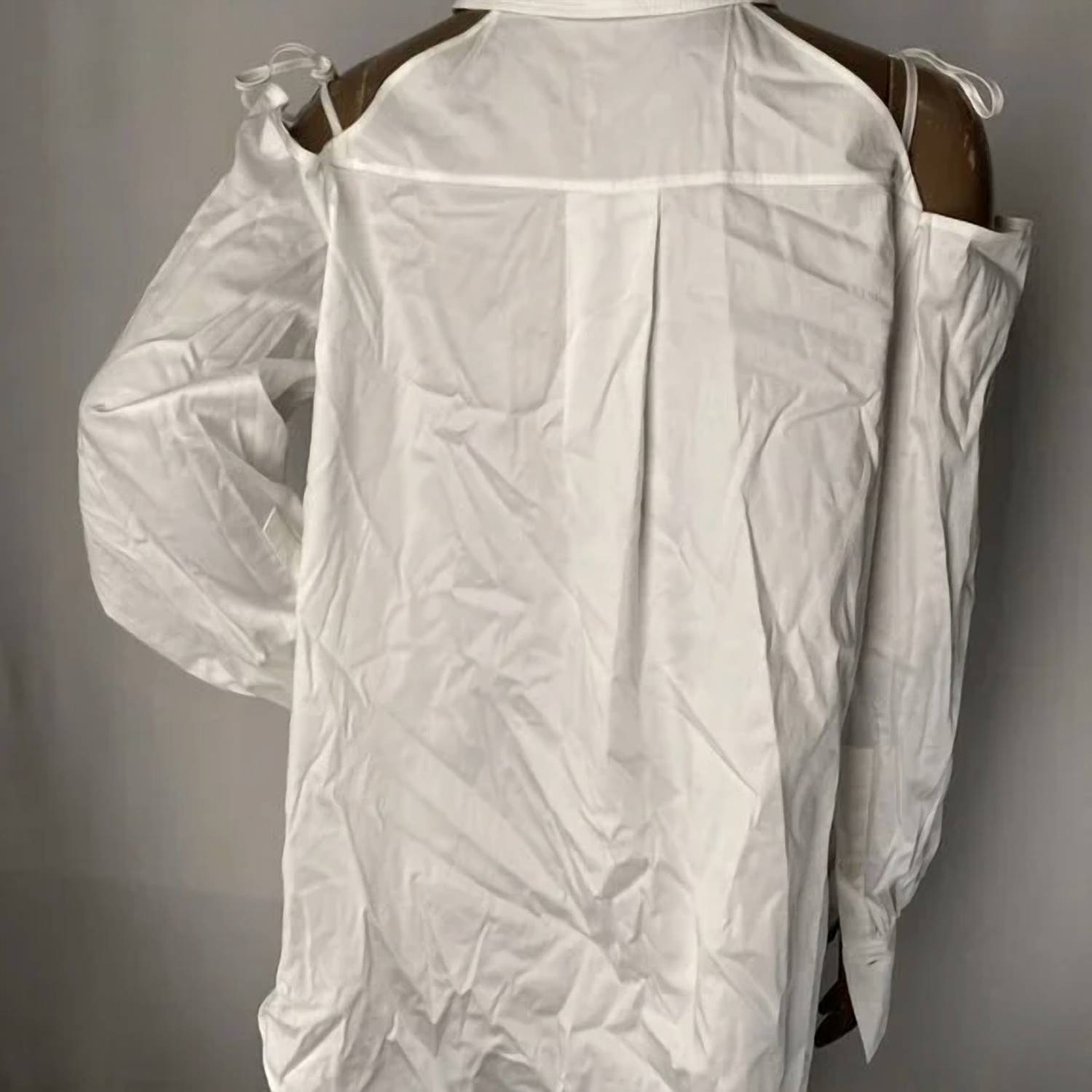 ADEAM Women’s Obi Cutout-shoulder Button-up Top in white - women's blouse - alternate view